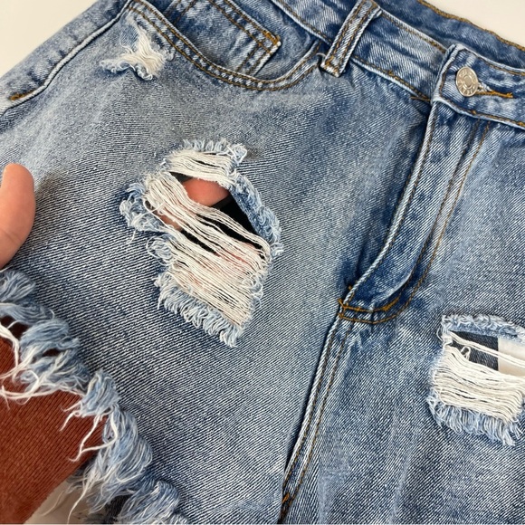 High Rise Cut Off Ripped Jean Shorts - Picture 6 of 15